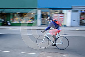 Bicyclist in rush