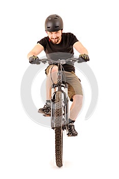 The bicyclist on white