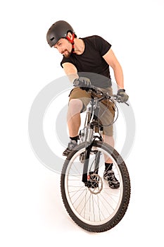 The bicyclist on white