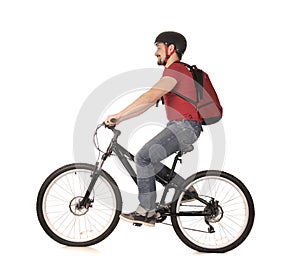 Bicyclist on white.