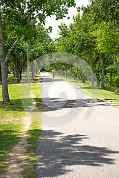 Bicyclists riding on a bike path