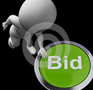 Bid Button Shows Auction Buying And Selling