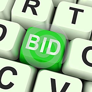 Bid Key Shows Online Auction Or Bidding