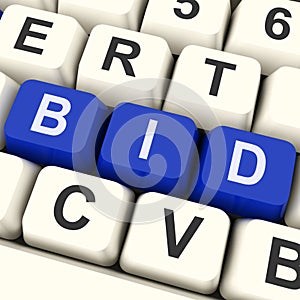 Bid Keys Show Online Bidding Or Auction