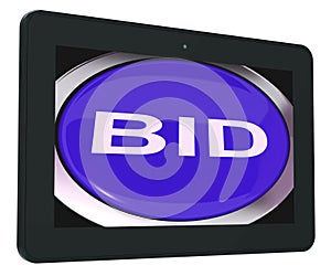 Bid Tablet Shows Online Auction Or Bidding