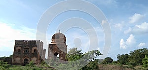 Bidar Memorial park old two fort and blue sky cloud and tree