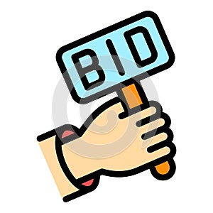 Bidder hand icon color outline vector