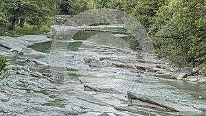 The Bidente River flowing through central Italy in the Emilia Romagna region.