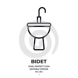 Bidet editable stroke outline icon isolated on white background flat vector illustration. Pixel perfect. 64 x 64