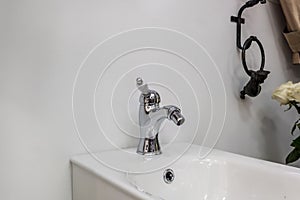 Bidet in modern toilet with  wall mount shower attachment