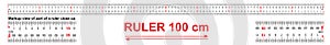 Bidirectional ruler 100 cm or 1000 mm. Used in construction, engineering, clothing manufacturing, carpentry