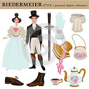 Biedermeier old German Austrian vector clothes style
