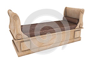 Biedermeier style sleigh bed isolated on white background