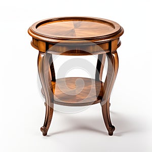 Biedermeier Style Wooden End Table With Shelf