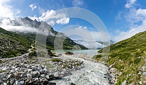 Bieler hoehe with lake in montafon silvretta in the austrian alps, austria