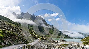 bieler hoehe with lake in montafon silvretta in the austrian alps, austria