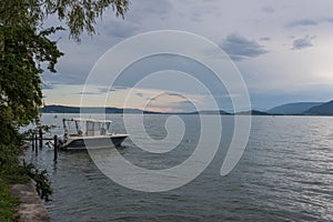 Bienne, Switzerland - August 14, 2019 - View of Lake Biel and Jura in the background
