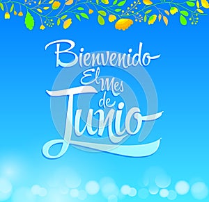 Bienvenido el mes de Junio - Welcome June spanish text photo