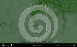 Bierastavica District outlined, Belarus. Physical