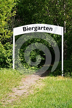 Biergarten or beer garden entry sign photo