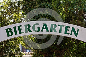 Biergarten Beer Garden Germany Traditional Green Sign Outside photo