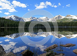 Bierstadt Lake with the Continental Divide reflection in Rocky M