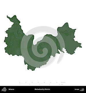 Biesankovicy District, Belarus, isolated on white. Physical