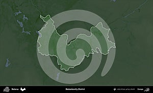 Biesankovicy District highlighted, Belarus. Physical