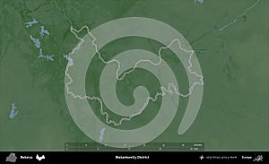 Biesankovicy District outlined, Belarus. Physical