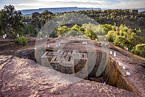 Biet Ghiorgis, Rock Hewn Orthodox Church, Lalibela in Ethiopia