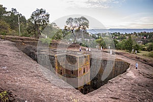 Biet Ghiorgis, Rock Hewn Orthodox Church, Lalibela in Ethiopia