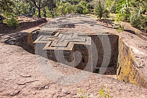 Biet Ghiorgis, Rock Hewn Orthodox Church, Lalibela in Ethiopia