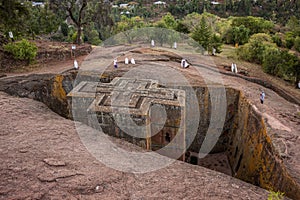 Biet Ghiorgis, Rock Hewn Orthodox Church, Lalibela in Ethiopia photo