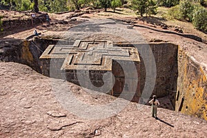 Biet Ghiorgis, Rock Hewn Orthodox Church, Lalibela in Ethiopia photo