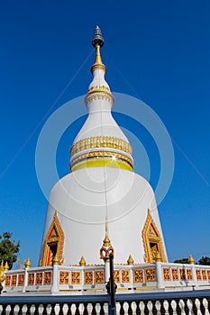 Bif white stupa in Buddhist temple in Thailand