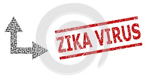 Bifurcation Arrow Right Up Recursive Mosaic of Bifurcation Arrow Right Up Icons and Distress Zika Virus Seal Stamp