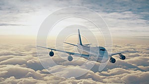 Big airplane over the clouds. Passenger aircraft