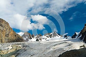 The Big Ala-Archa Glacier in Kyrgyztan Mountains