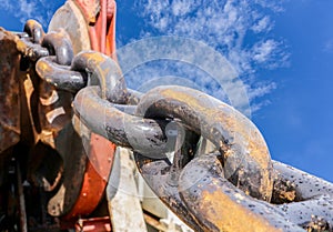 Big anchor chain with mooring winch