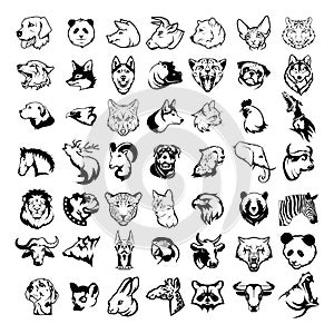 Big animal heads set