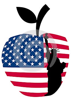 Big apple statue of liberty