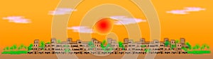 Velký arabština město na západ slunce 
