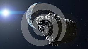 Big asteroid near planet earth