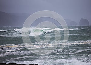 Big Atlantic waves roll ashore during a winter storm