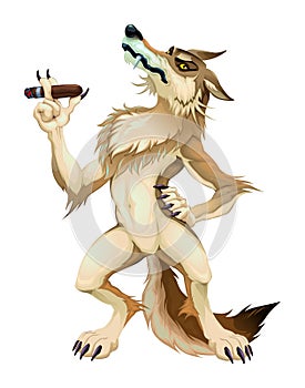 Big bad wolf with cigar