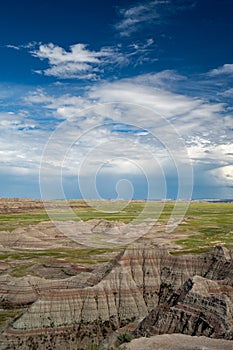 Big Badlands Overlook in Badlands National Park, as a thunderstorm rolls in