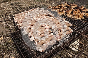 Big barbecue with meat