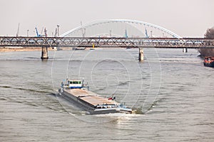 Big Barge Navigates Danub River