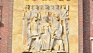 Big basrelief on a modern building, detail