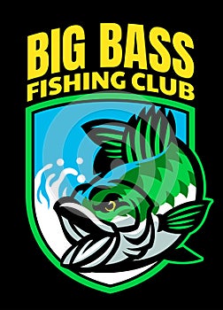 Big Bass Mascot Fishing Club Logo